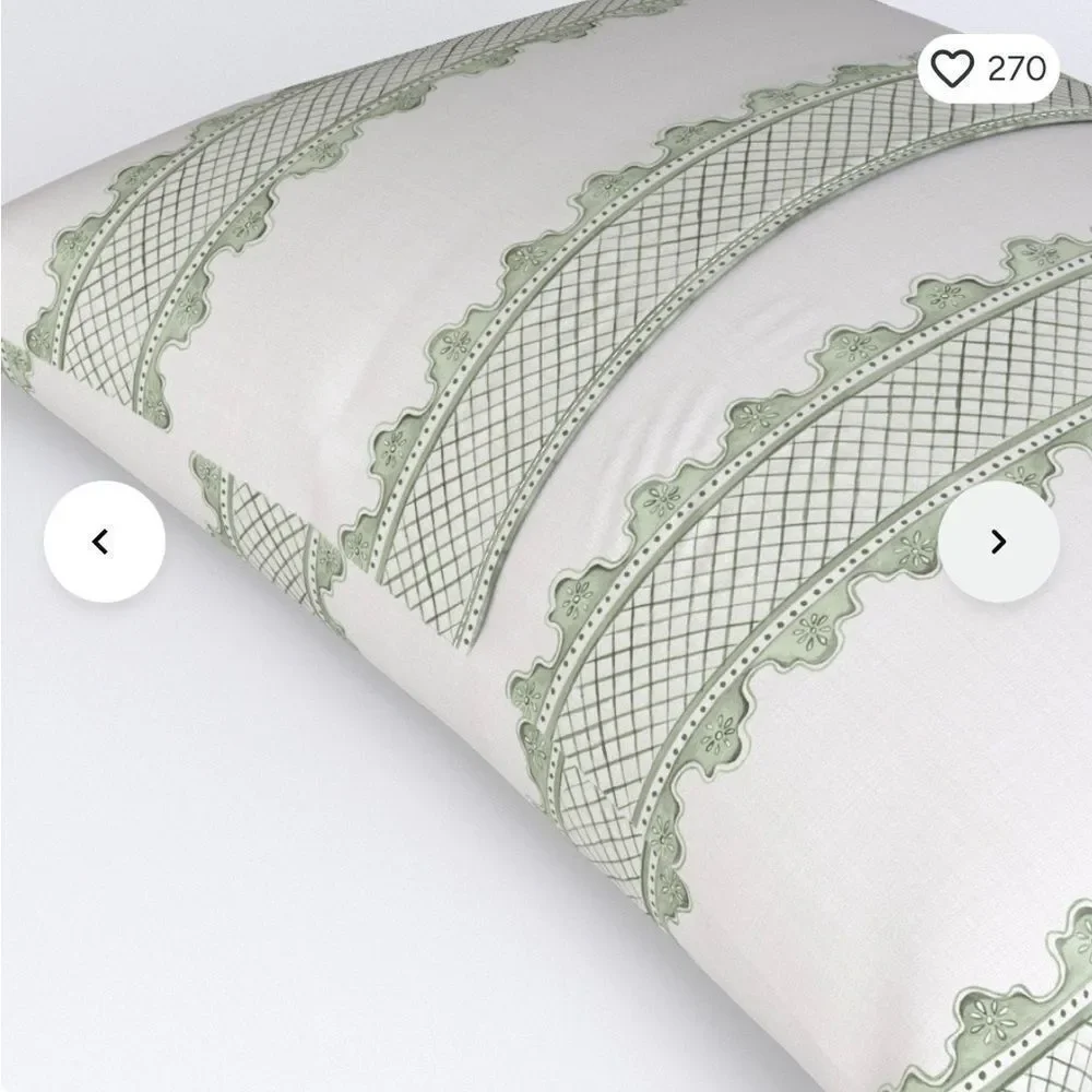 New designer pillow shams Green / White lattice design zip close